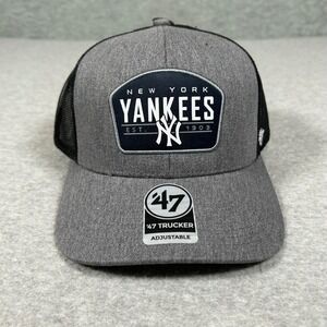 New York Yankees 47 Trucker Hat‎ Baseball Cap OSFA Gray Black MLB
